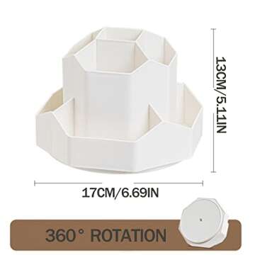 INSTOME Desktop Organizer with Pencil Holders,360°Rotating Pen Holder for Desk Organizer,9 Compartm...