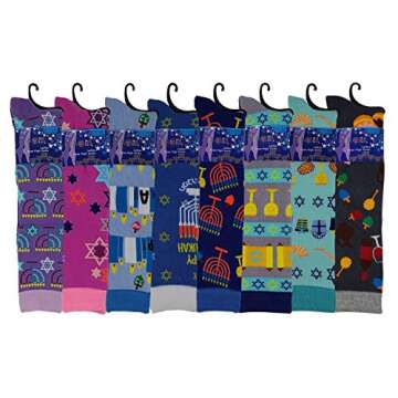 SUMONA Fun Colorful Festive Novelty Holiday Hanukkah Womens Knee High Socks 8 Pairs