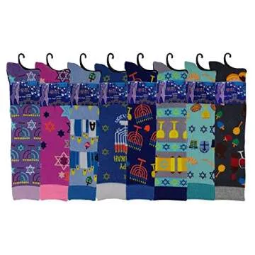 SUMONA Fun Colorful Festive Novelty Holiday Hanukkah Womens Knee High Socks 8 Pairs