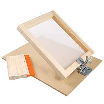 Caydo 27 Pieces Screen Printing Starter kit Include 8 x 10 Inch Silk Screen Printing Frame with 110 White Mesh, Screen Frame Butterfly Hinge Clamp and Tools for Screen Printing