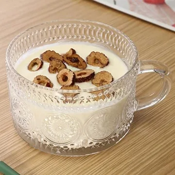 Elegant Amzcku Vintage Glass Coffee Tea Mugs - Set of 2