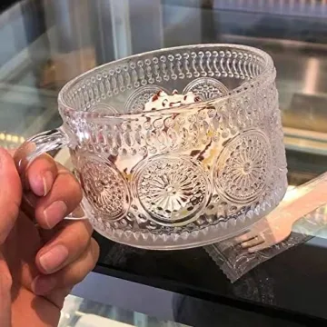 Elegant Amzcku Vintage Glass Coffee Tea Mugs - Set of 2