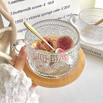 Elegant Amzcku Vintage Glass Coffee Tea Mugs - Set of 2