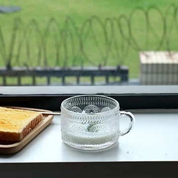 Elegant Amzcku Vintage Glass Coffee Tea Mugs - Set of 2