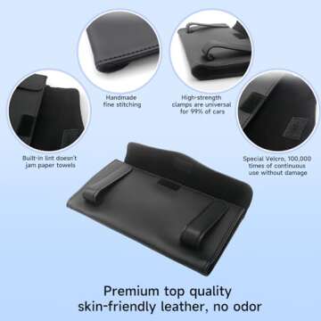 Car Tissue Holder - Tissue Holder for Car with High-End Lotion Facial Tissues,Car Napkin Holder,Napkin Holder for Car,Car Visor Tissue Dispenser,Leather Tissue Holder in car - Sun Visor Accessory.