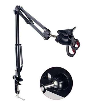 AceTaken 33'' Articulating Arm Phone Mount Stand for Baking Crafting Demo Videos/Live Streaming (Compatible with 4-6.5'' Screen Smartphone)