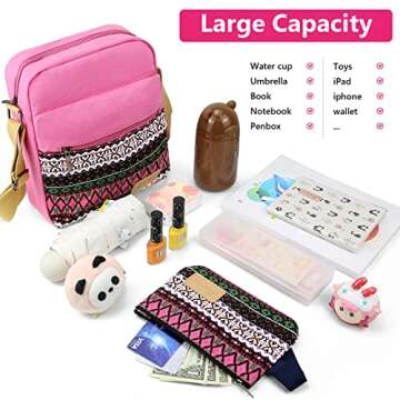 Kemy's Small Canvas Crossbody Bag for Teen Girls, Lightweight Messenger Shoulder Bags Cross Body Purse for Girls and Women