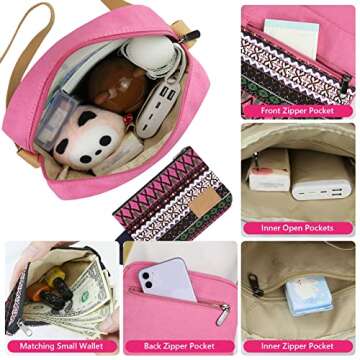 Kemy's Small Canvas Crossbody Bag for Teen Girls, Lightweight Messenger Shoulder Bags Cross Body Purse for Girls and Women