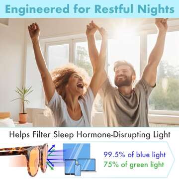 Orange Blue Light Blocking Glasses for Better Sleep - 99.5% Blue Light Glasses for Women Men - Amber Orange Blue Blocker Glasses - Migraine Glasses - Gaming Glasses - fl 41 Light Sensitivity Blockers