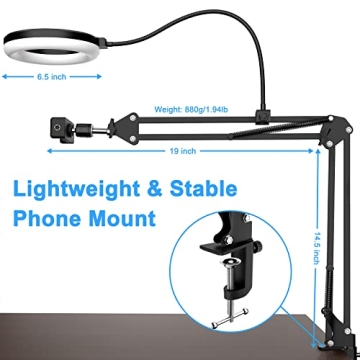 MagLoop Overhead Phone Mount with LED Ring Light