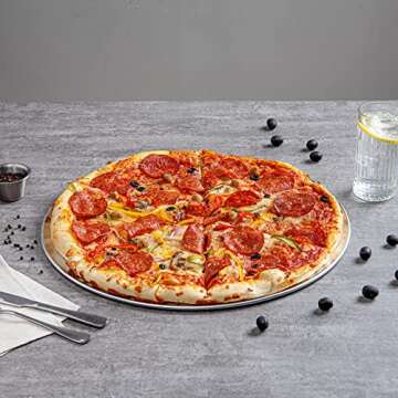 Restaurantware Met Lux 18 Inch Commercial Pizza Pan 1 Coupe Style Pizza Cooking Tray - Heavy-Duty 18-Gauge Aluminum Round Baking Tray Oven-Baking For Pizzas & More