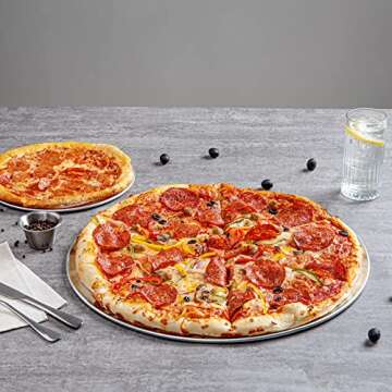 Restaurantware Met Lux 18 Inch Commercial Pizza Pan 1 Coupe Style Pizza Cooking Tray - Heavy-Duty 18-Gauge Aluminum Round Baking Tray Oven-Baking For Pizzas & More