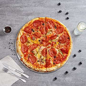 Restaurantware Met Lux 18 Inch Commercial Pizza Pan 1 Coupe Style Pizza Cooking Tray - Heavy-Duty 18-Gauge Aluminum Round Baking Tray Oven-Baking For Pizzas & More