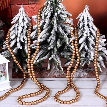 16 Feet Gold Wooden Bead Garland for Holiday Decor