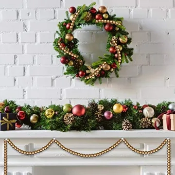 16 Feet Gold Wooden Bead Garland for Holiday Decor
