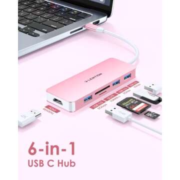 LENTION USB C Hub with 4K HDMI, 3 USB 3.0, SD/Micro SD Card Reader Compatible 2023-2016 MacBook Pro,...
