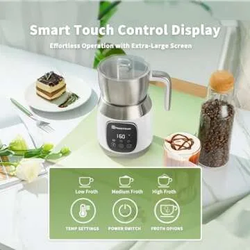 Maestri House Milk Frother, 21OZ Variable Temp and Froth Thickness Milk Frother and Steamer, Smart Touch Control Milk Warmer, Dishwasher Safe, Memory Function for Latte Cappuccino Hot Chocolate