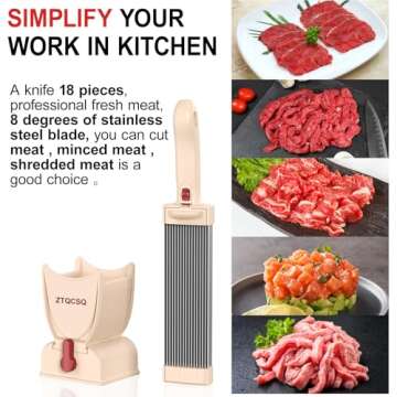 Fresh Meat Slicer Cleaver, Thickness Adjustable 2 or 4mm, Manual Fresh Meat Cutter, Fresh Meat Slicing Shredding, Fresh Beef Pork Mutton for Home Cooking BBQ Hot Pot Meat Slicer, Meat Cleavers -Pink