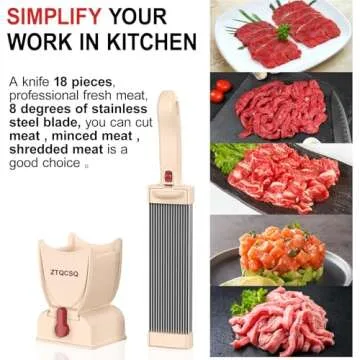 Fresh Meat Slicer Cleaver, Thickness Adjustable 2 or 4mm, Manual Fresh Meat Cutter, Fresh Meat Slicing Shredding, Fresh Beef Pork Mutton for Home Cooking BBQ Hot Pot Meat Slicer, Meat Cleavers -Pink