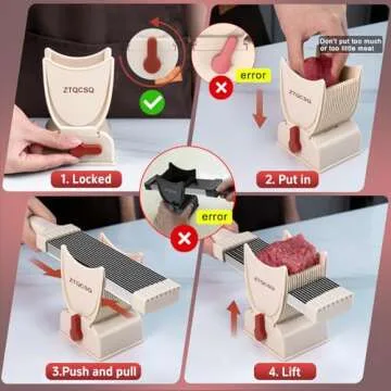 Fresh Meat Slicer Cleaver, Thickness Adjustable 2 or 4mm, Manual Fresh Meat Cutter, Fresh Meat Slicing Shredding, Fresh Beef Pork Mutton for Home Cooking BBQ Hot Pot Meat Slicer, Meat Cleavers -Pink