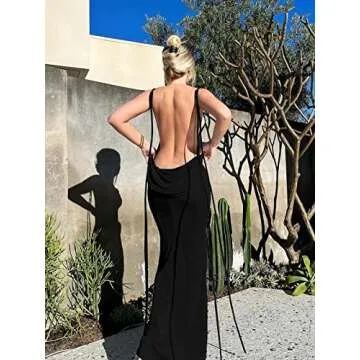 Plilima Spaghetti Strap Bodycon Dress in Black XL