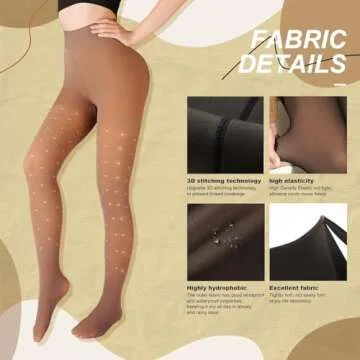 Delcast Women Fleece Lined Tights,Fishnets Patterned Fake Translucent Warm High Waisted Pantyhose Sheer thick Winter Tights