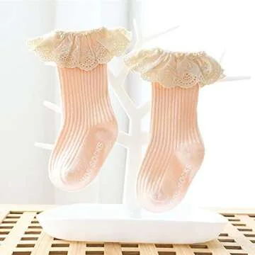 Merqwadd 4-Pack Baby Girls Knee High Socks Infants Toddlers Bow Knit Socks Cotton Tube Ruffled Stockings (Ruffles Socks-Assorted 4-Pack,0-12 Months)