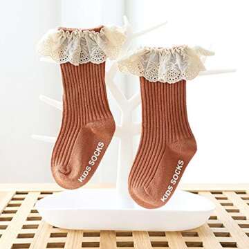 Merqwadd 4-Pack Baby Girls Knee High Socks Infants Toddlers Bow Knit Socks Cotton Tube Ruffled Stockings (Ruffles Socks-Assorted 4-Pack,0-12 Months)