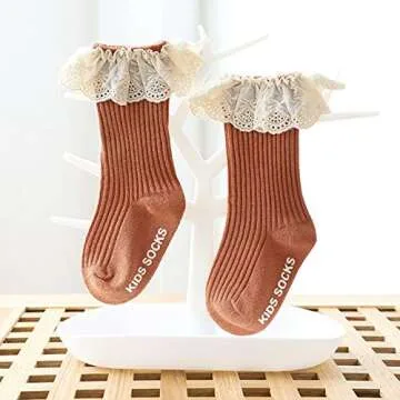 Merqwadd 4-Pack Baby Girls Knee High Socks Infants Toddlers Bow Knit Socks Cotton Tube Ruffled Stockings (Ruffles Socks-Assorted 4-Pack,0-12 Months)