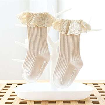 Merqwadd 4-Pack Baby Girls Knee High Socks Infants Toddlers Bow Knit Socks Cotton Tube Ruffled Stockings (Ruffles Socks-Assorted 4-Pack,0-12 Months)