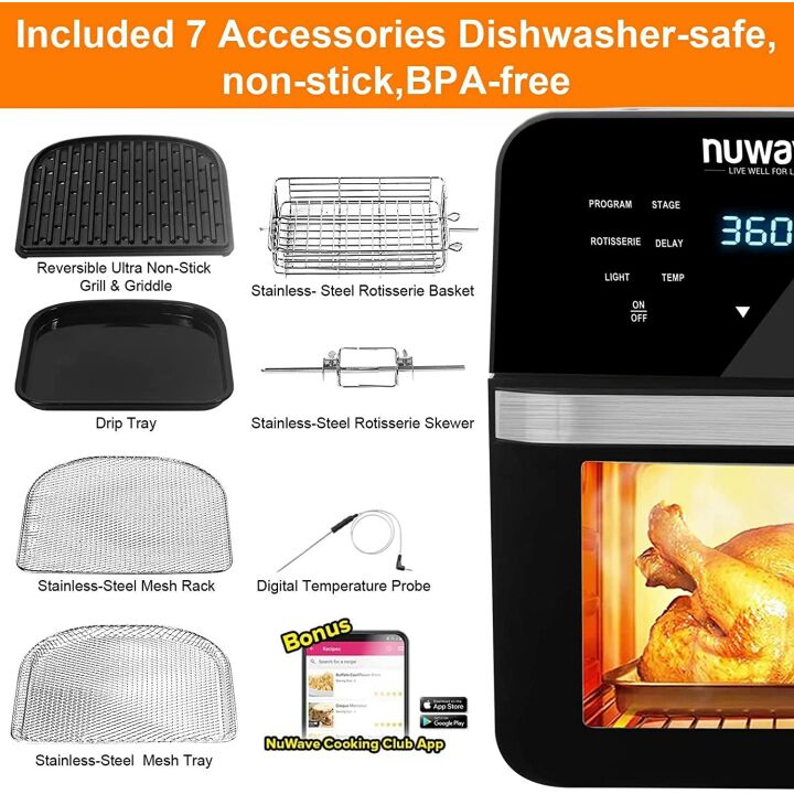 NUWAVE Brio 15.5 Qt Air Fryer Oven - Family Size