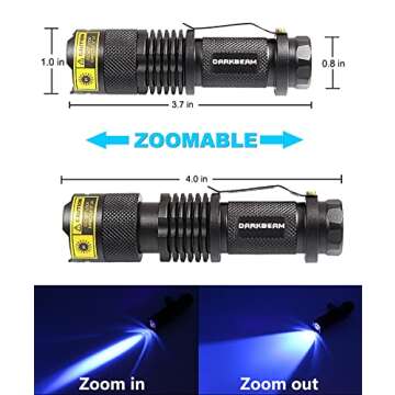 DARKBEAM UV 365nm Light Wood's lamp Blacklight Ultraviolet Flashlight LED Portable Mini Handheld Torch Detector for Dog Urine Pet Stains 370nm Anti-counterfeiting Identification, Resin Curing