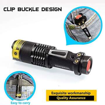 DARKBEAM UV 365nm Light Wood's lamp Blacklight Ultraviolet Flashlight LED Portable Mini Handheld Torch Detector for Dog Urine Pet Stains 370nm Anti-counterfeiting Identification, Resin Curing