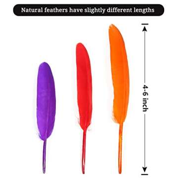 FeelfunFeather 120pcs Mix Color Goose Cochettes Feather 4-6 inch 10-15cm Bulk Natural for Wedding Pa...