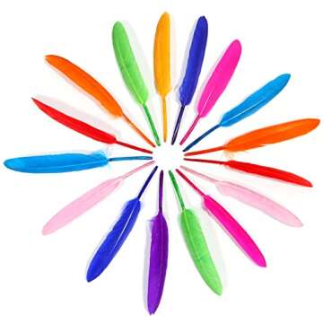 FeelfunFeather 120pcs Mix Color Goose Cochettes Feather 4-6 inch 10-15cm Bulk Natural for Wedding Party Halloween Decorations DIY Cosplay Gothic Costumes Crafts