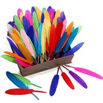 FeelfunFeather 120pcs Mix Color Goose Cochettes Feather 4-6 inch 10-15cm Bulk Natural for Wedding Party Halloween Decorations DIY Cosplay Gothic Costumes Crafts