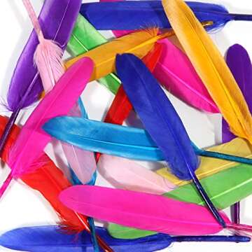 FeelfunFeather 120pcs Mix Color Goose Cochettes Feather 4-6 inch 10-15cm Bulk Natural for Wedding Party Halloween Decorations DIY Cosplay Gothic Costumes Crafts