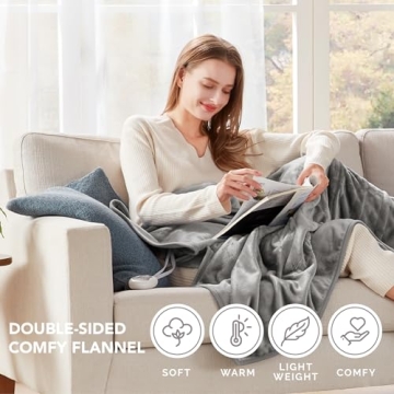 Heated Microplush Blanket with Foot Pocket for Comfort