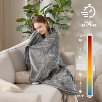 Heated Microplush Blanket with Foot Pocket for Comfort