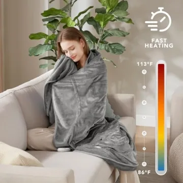 Heated Microplush Blanket with Foot Pocket for Comfort