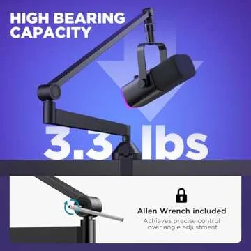 InnoGear Boom Arm, 360° Rotatable Low Profile Mic Arm Microphone Stand, Foldable Desk Microphone Arm for Fifine AM8 K669B Blue Yeti HyperX QuadCast SoloCast AT2020, with Mic Clip 3/8" to 5/8" Adapter