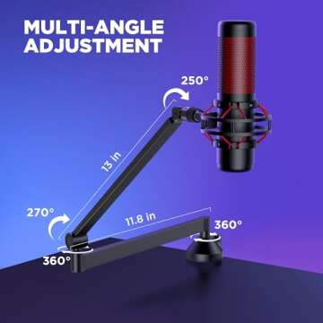 InnoGear Boom Arm, 360° Rotatable Low Profile Mic Arm Microphone Stand, Foldable Desk Microphone Arm for Fifine AM8 K669B Blue Yeti HyperX QuadCast SoloCast AT2020, with Mic Clip 3/8" to 5/8" Adapter