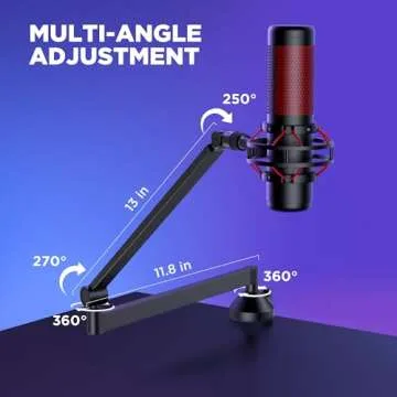 InnoGear Boom Arm, 360° Rotatable Low Profile Mic Arm Microphone Stand, Foldable Desk Microphone Arm for Fifine AM8 K669B Blue Yeti HyperX QuadCast SoloCast AT2020, with Mic Clip 3/8" to 5/8" Adapter