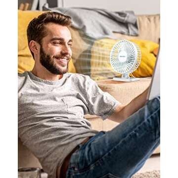 Gaiatop USB Desk Fan, Small But Powerful, Personal Portable Quiet 3 Speeds, Adjustment Mini Table De...