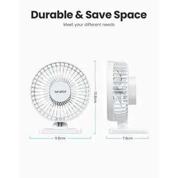 Gaiatop USB Desk Fan, Small But Powerful, Personal Portable Quiet 3 Speeds, Adjustment Mini Table Desktop for Better Cooling Home Office Car Indoor Outdoor White