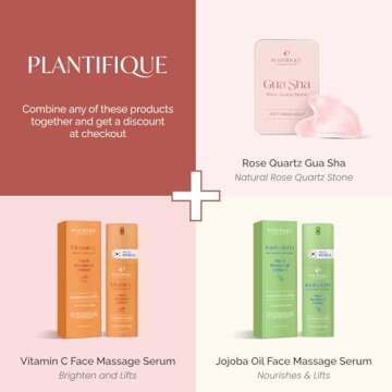 PLANTIFIQUE Gua Sha Rose Quartz Tool for Face Anti Aging Massage Tool - GuaSha - Jawline Shaper - Facial Skin Care Products - Massager for Your Skin Care Routine