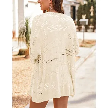HOTOUCH Oversized Cream Crochet Cardigan for Women