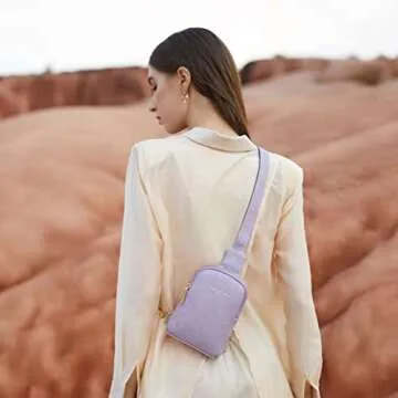 INICAT Small Crossbody Sling Bags for Women Vegan Leather Cell Phone Purse Fanny Packs for Women Men(026-Light Grey)