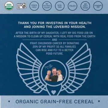 Lovebird Gluten Free Cereal Honey 3 Pack - Organic Grain Free Cereals Paleo AIP Dairy Free Keto Friendly No Refined Sugar Healthy Snacks for Kids, Adults
