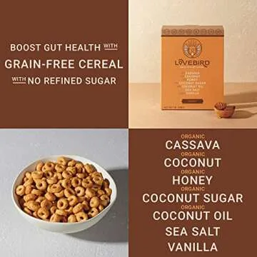 Lovebird Gluten Free Cereal Honey 3 Pack - Organic Grain Free Cereals Paleo AIP Dairy Free Keto Friendly No Refined Sugar Healthy Snacks for Kids, Adults